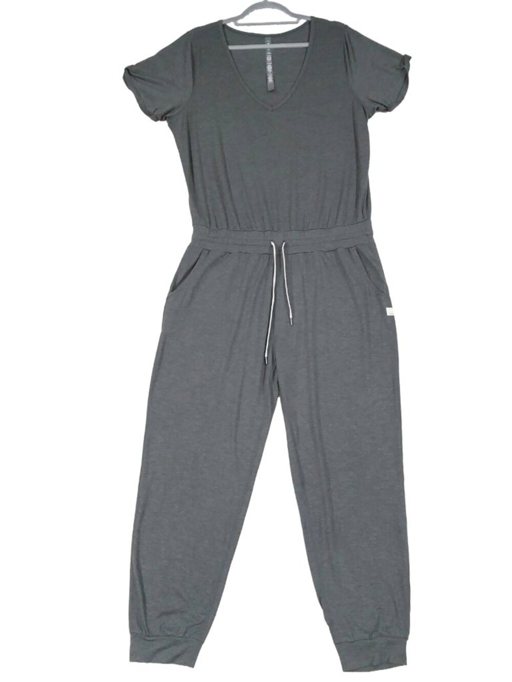 Vuori Dreamknit All Day Jumpsuit Womens XL, Short Sleeve, V-Neck, Grey, WV424